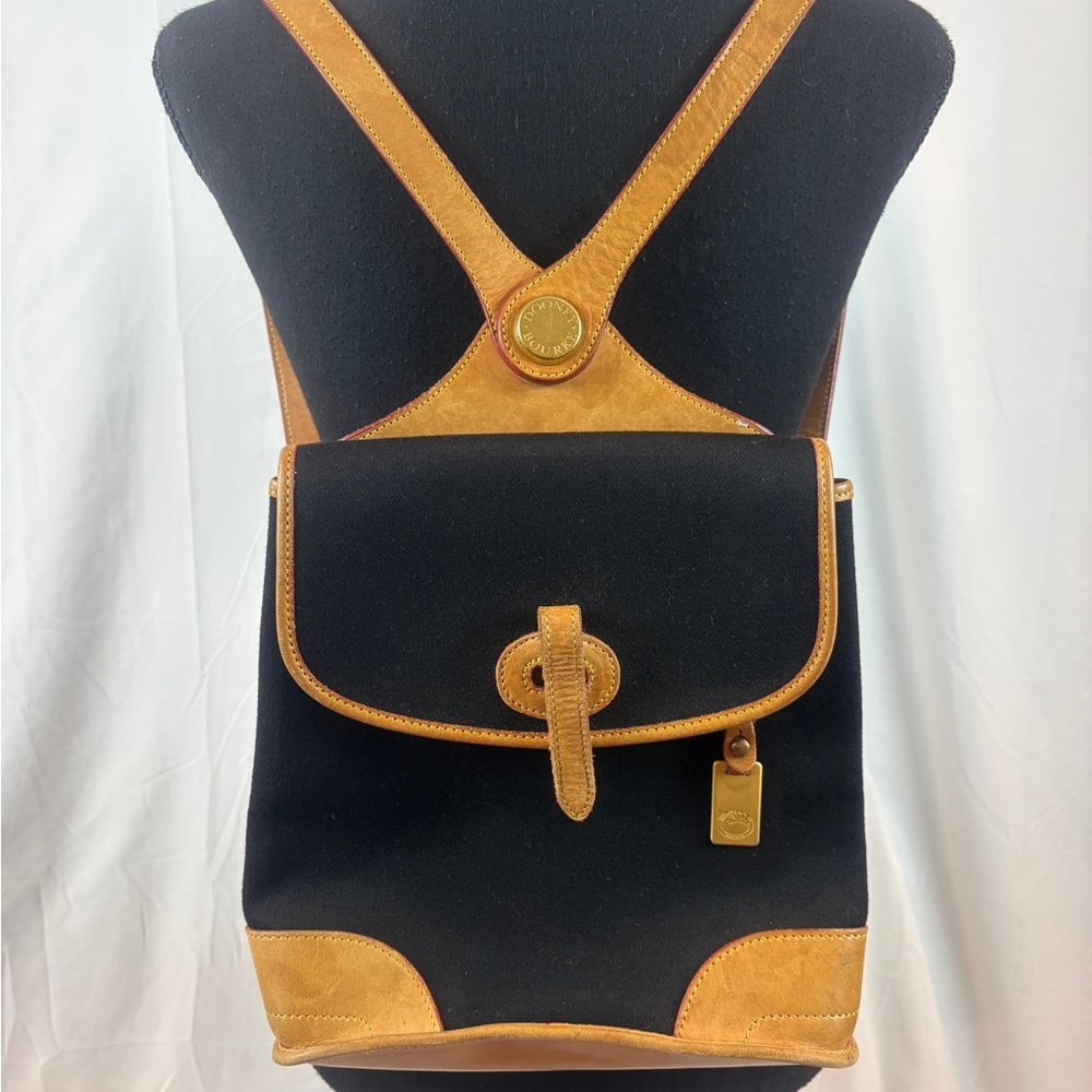 Vintage Made in USA Dooney & Bourke Black and Tan Backpack